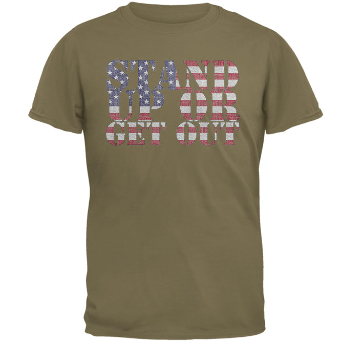 4th of July Stand Up or Get Out Mens T Shirt Men's T-Shirts 4th of July 2XL Prairie Dust 