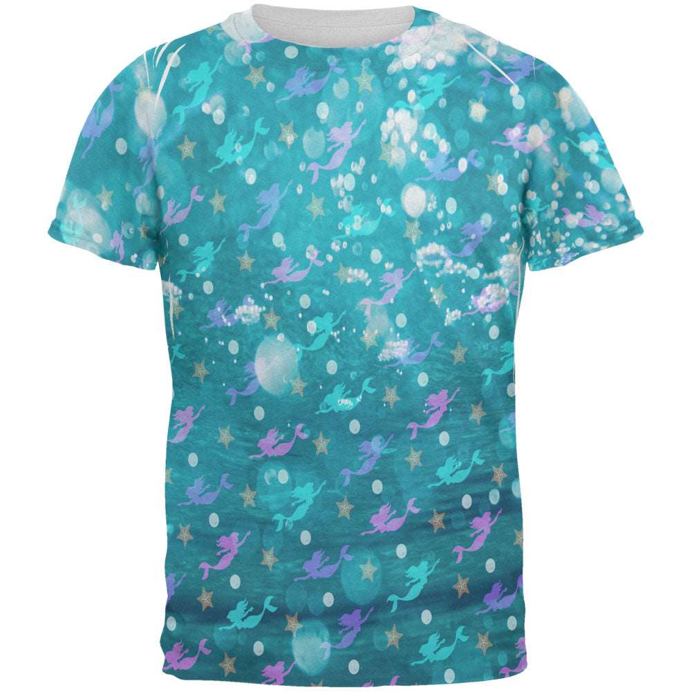 Mermaids Pearls and Starfish Pattern All Over Mens T Shirt Men's T-Shirts Old Glory 2XL Multi 