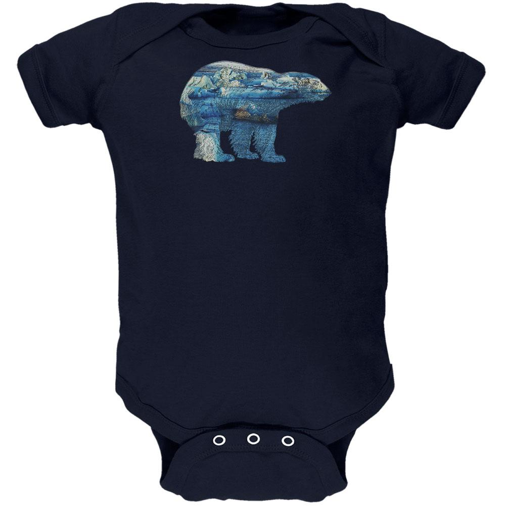 Polar Bear Iceberg Snow Caps Soft Baby One Piece Baby One Piece Old Glory 0-3M Navy 