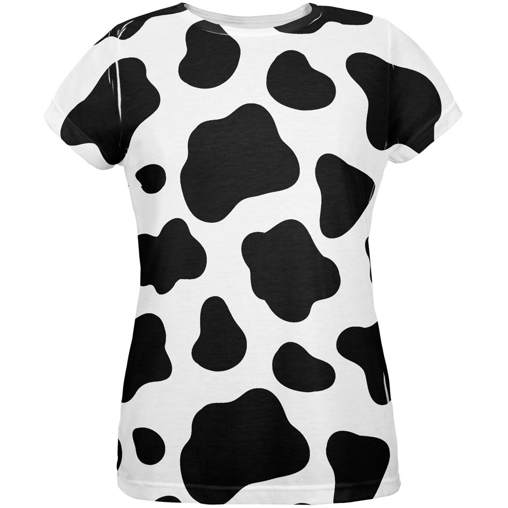 Halloween Cow Pattern Costume All Over Womens T Shirt Women's T-Shirts Old Glory LG Multicolored 