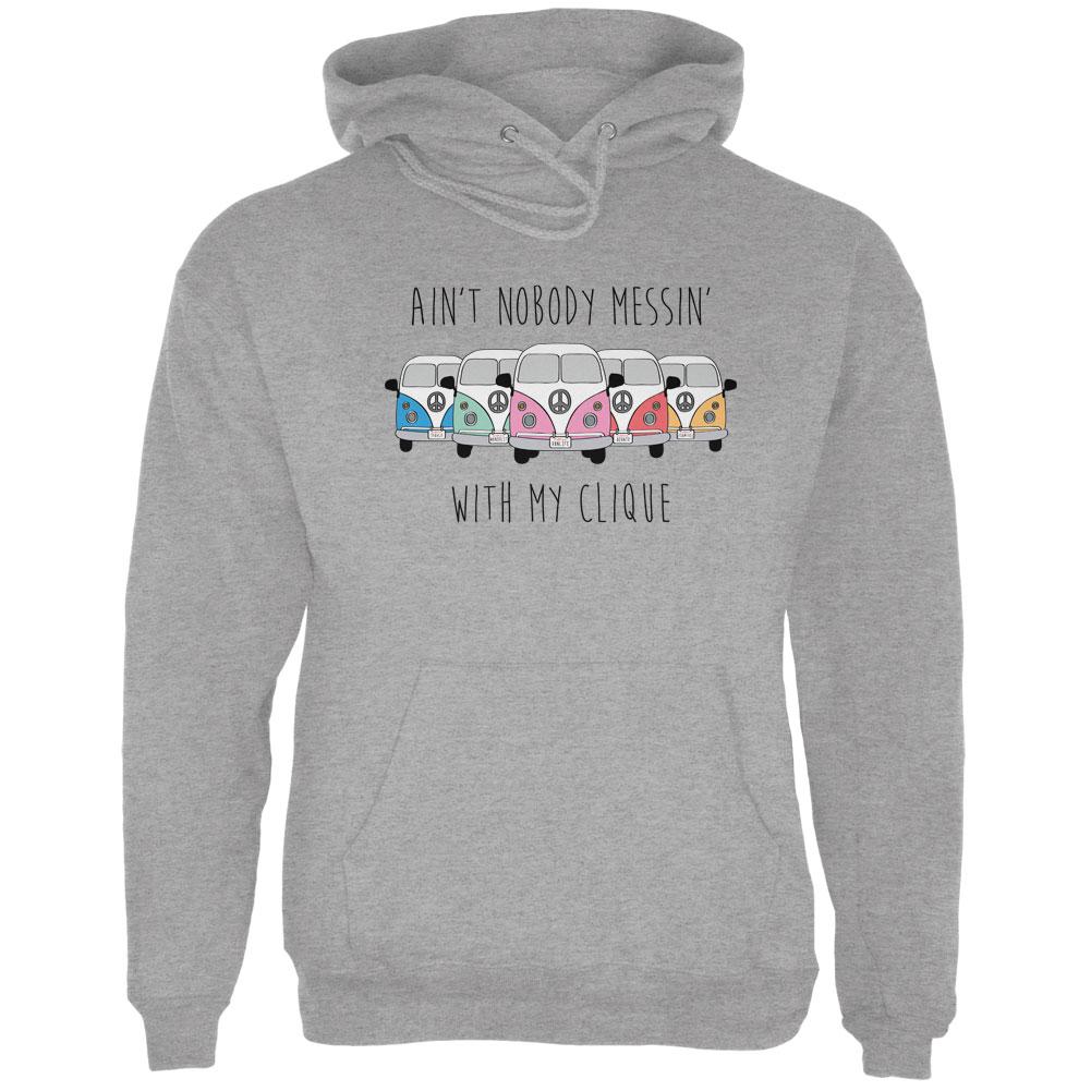 Hippie Van Ain't Nobody Messin' With My Clique Bus Camper Mens Hoodie Men's Hoodies Old Glory 2XL Grey 