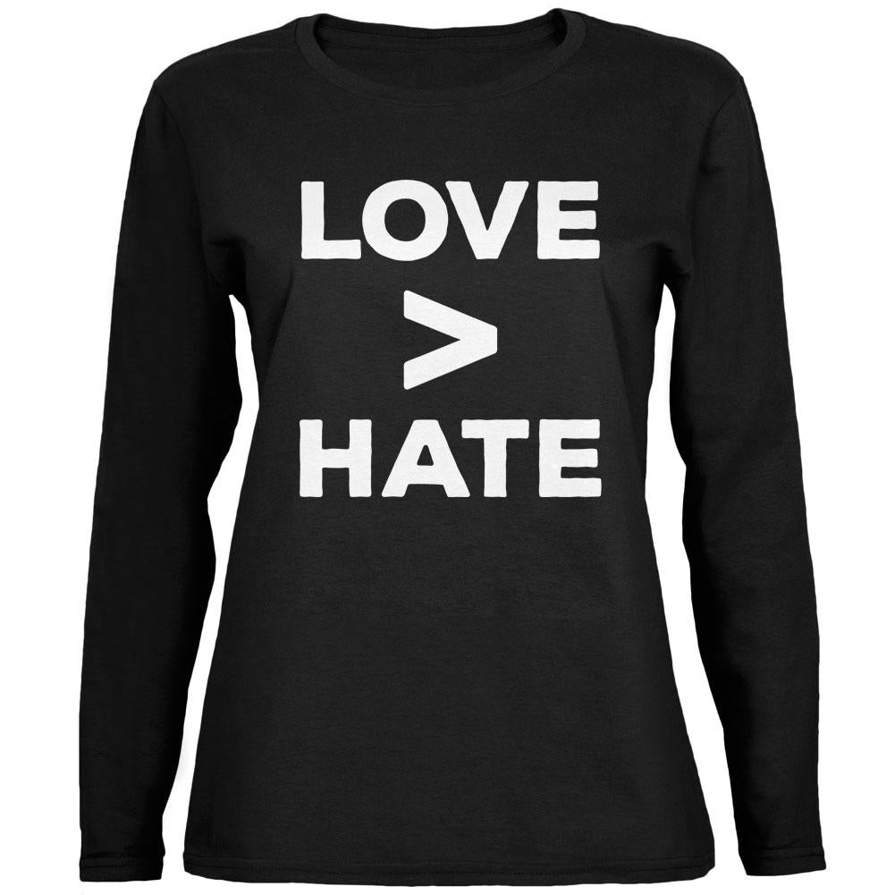 Activist Love is Greater Than Hate Ladies' Relaxed Jersey Long-Sleeve Tee Women's Long Sleeves Old Glory 2XL Black 