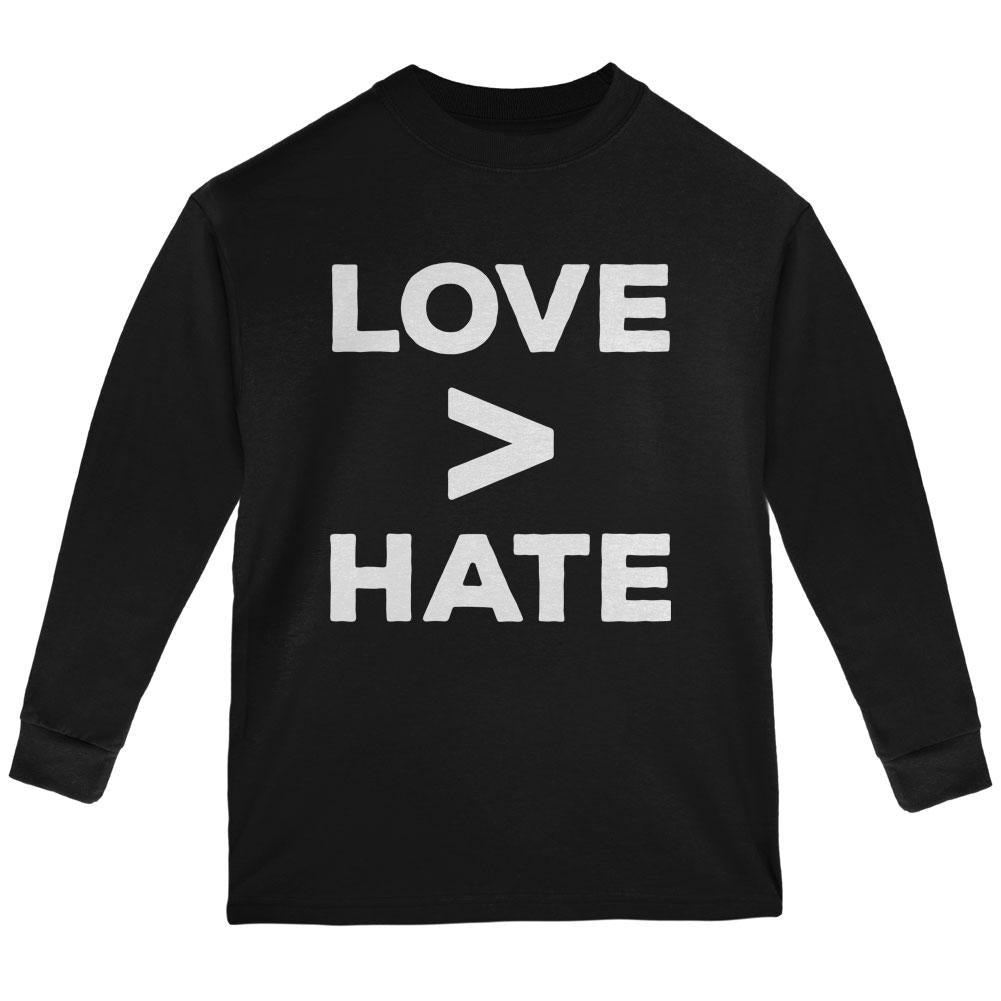 Activist Love is Greater Than Hate Youth Long Sleeve T Shirt Youth Long Sleeves Old Glory LG Black 