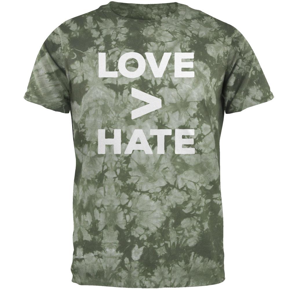 Activist Love is Greater Than Hate Mens T Shirt Men's T-Shirts Old Glory 2XL Crackle Moss Tie Dye 