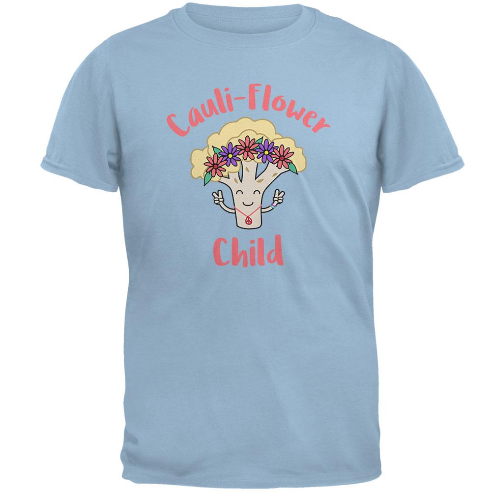 Vegetable Cauliflower Cauli-Flower Flower Child Funny Mens T Shirt Men's T-Shirts Old Glory 2XL Light Blue 