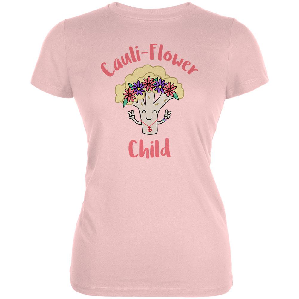 Vegetable Cauliflower Cauli-Flower Flower Child Funny Juniors Soft T Shirt Juniors T-Shirts Old Glory 2XL Blush Pink 