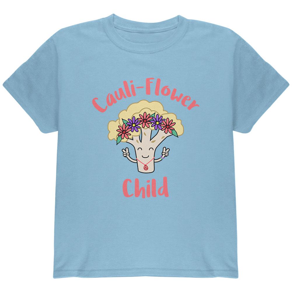 Vegetable Cauliflower Cauli-Flower Flower Child Funny Youth T Shirt Youth T-Shirts Old Glory LG Light Blue 