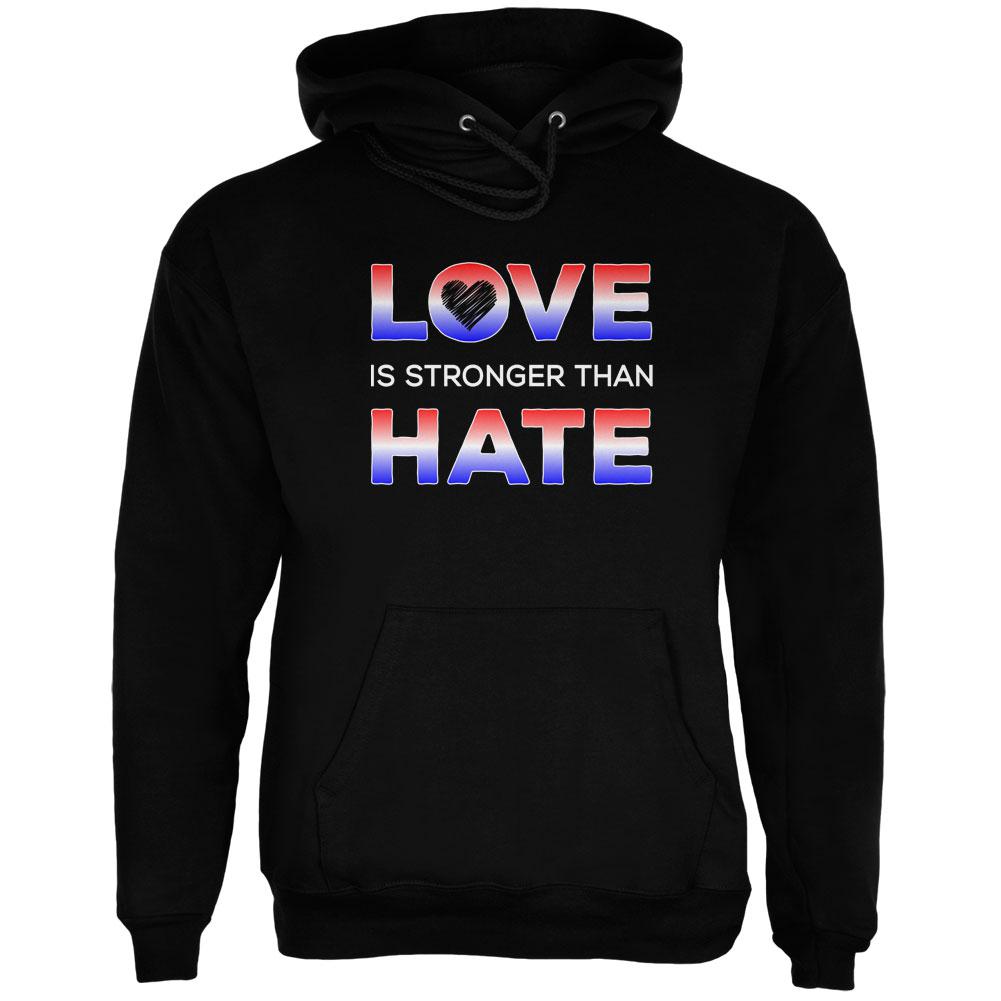 Activist Love is Stronger Than Hate America Mens Hoodie Men's Hoodies Old Glory 2XL Black 