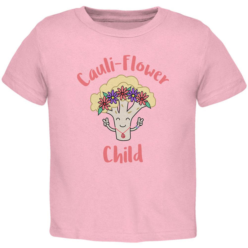 Vegetable Cauliflower Cauli-Flower Flower Child Funny Toddler T Shirt Toddler T-Shirts Old Glory 2T Light Pink 