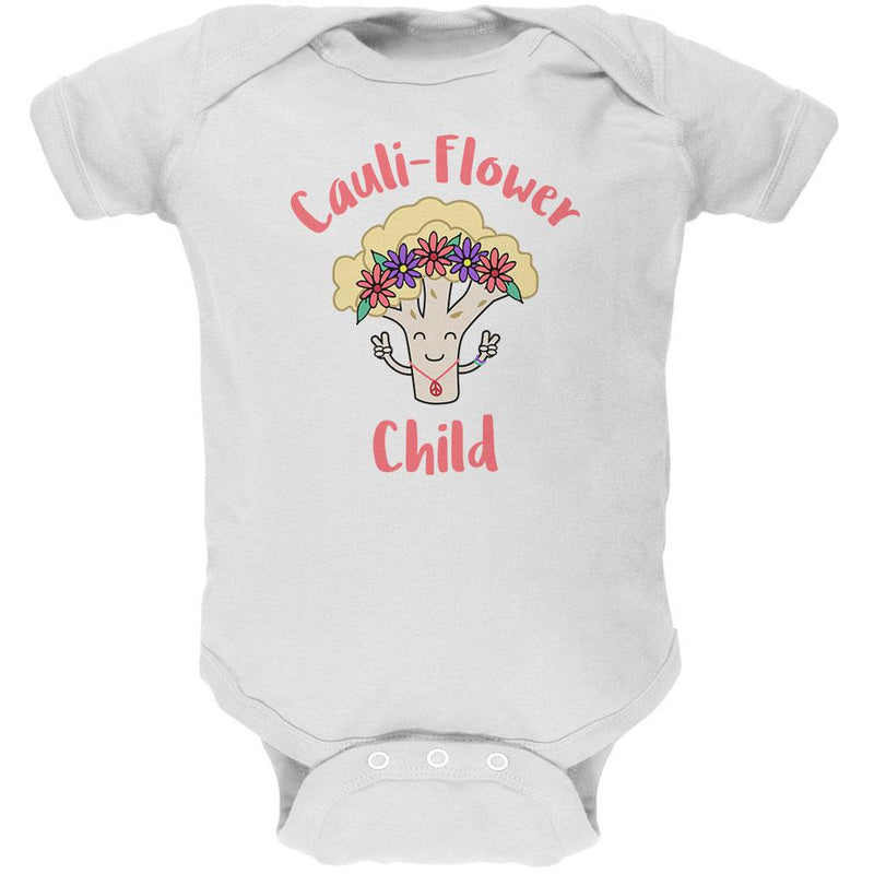 Vegetable Cauliflower Cauli-Flower Flower Child Funny Soft Baby One Piece Baby One Piece Old Glory 0-3M White 