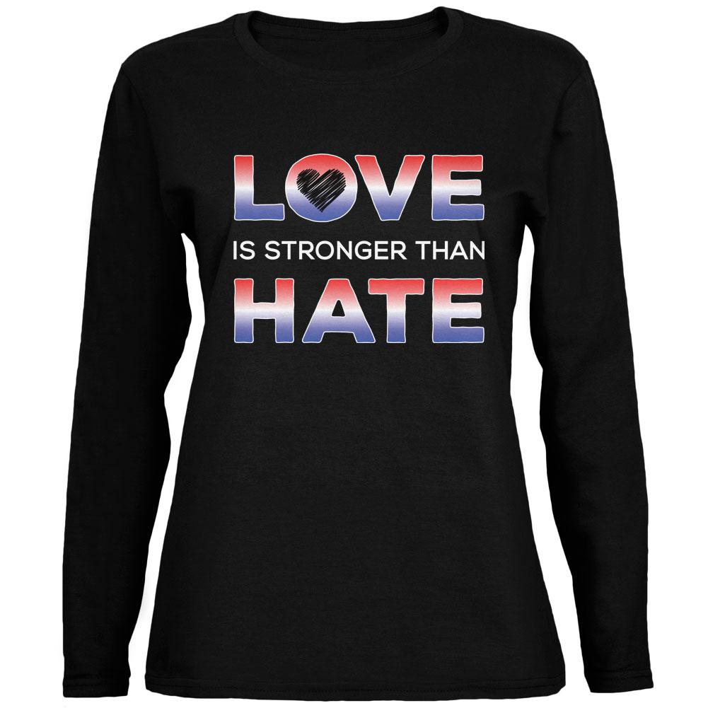 Activist Love is Stronger Than Hate America Ladies' Relaxed Jersey Long-Sleeve Tee Women's Long Sleeves Old Glory 2XL Black 