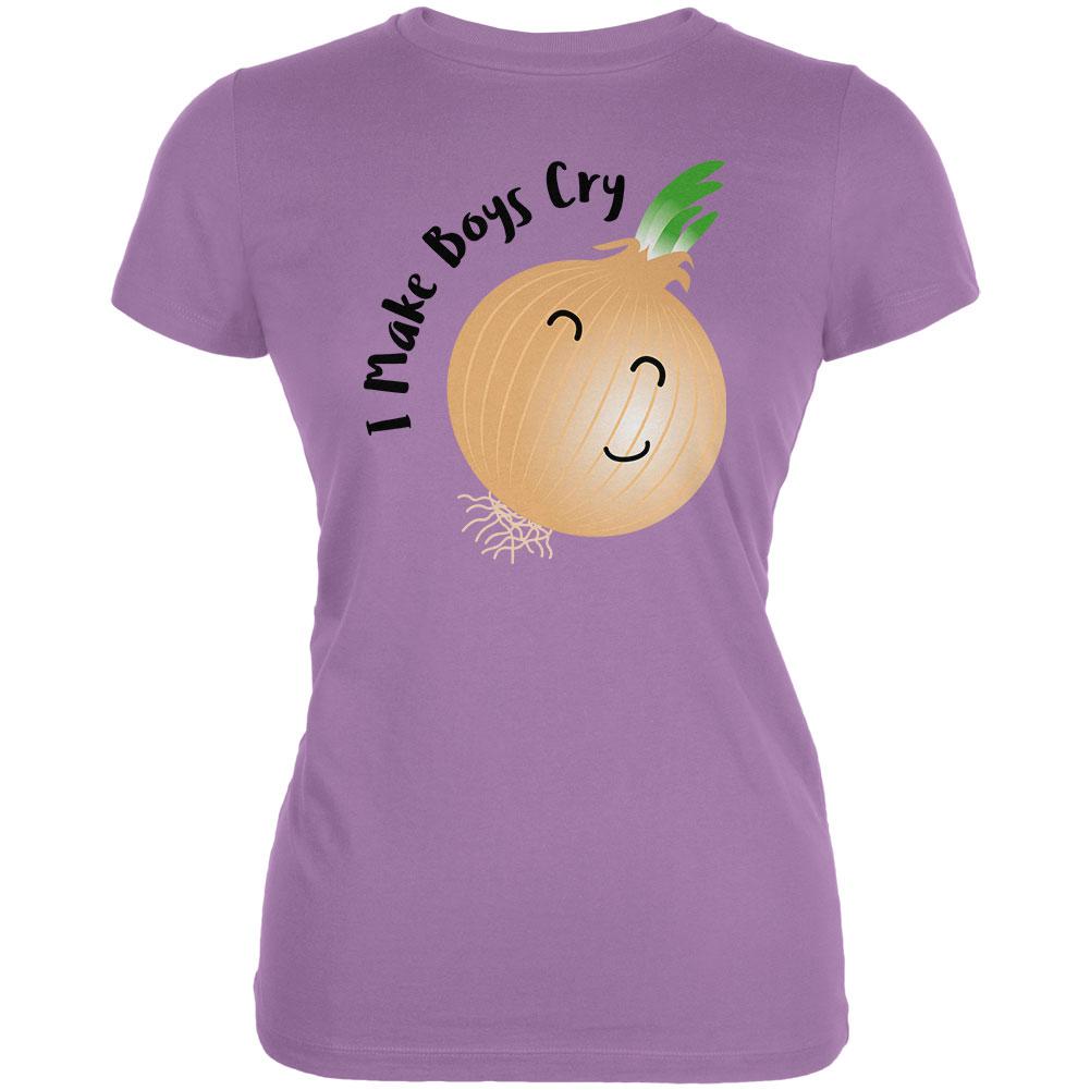 Vegetable Onion I Make Boys Cry Funny Juniors Soft T Shirt Juniors T-Shirts Old Glory LG Dusty Violet 