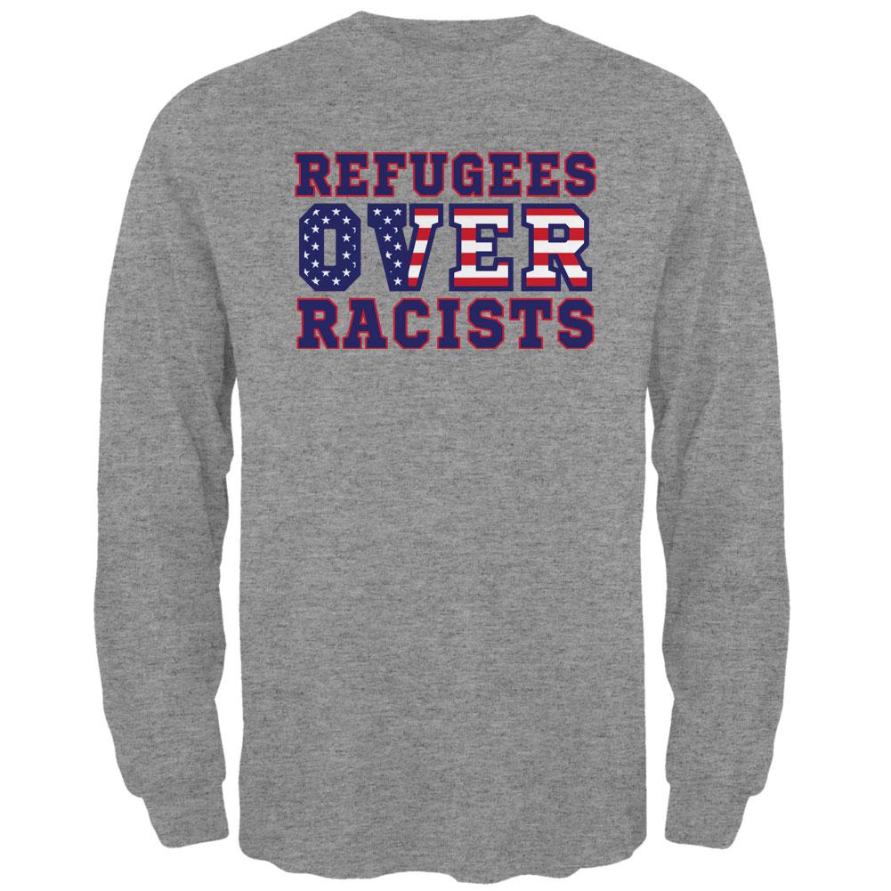 Activist Refugees Over Racists America Mens Long Sleeve T Shirt Men's Long Sleeves Old Glory 2XL Heather 