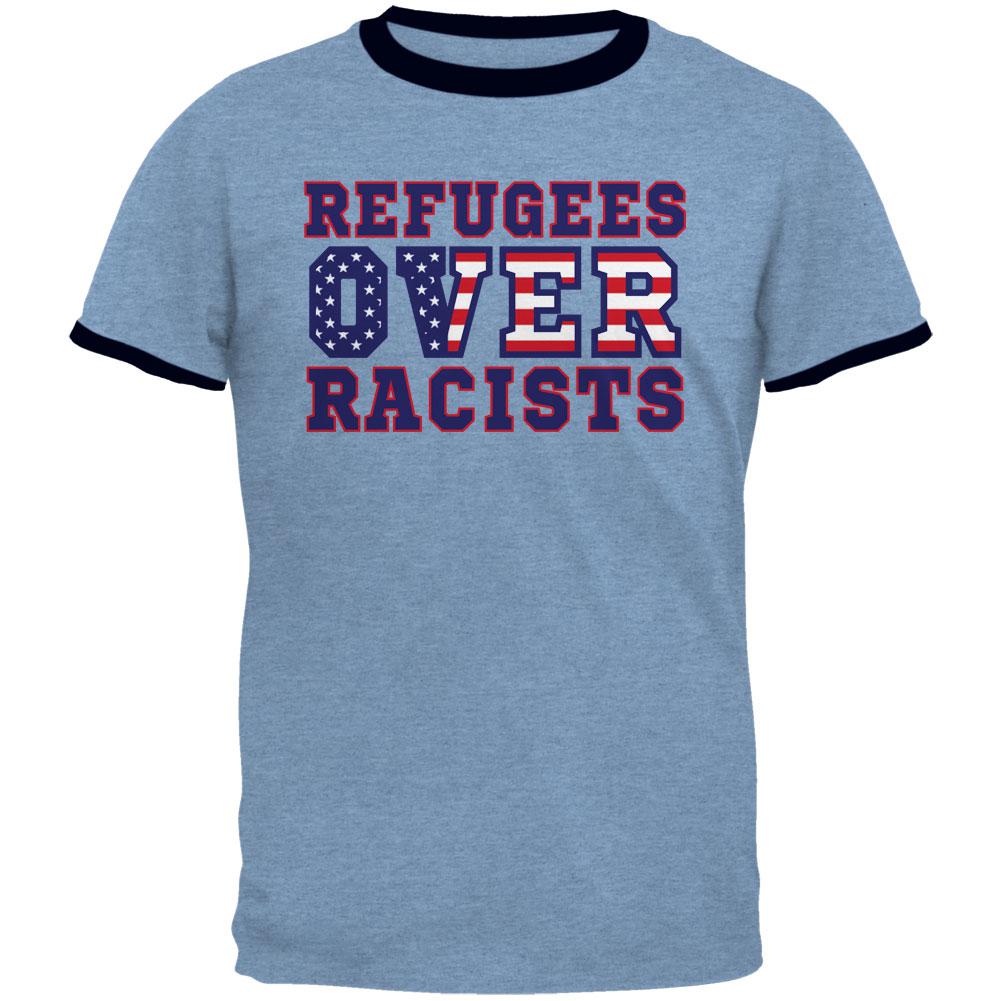 Activist Refugees Over Racists America Mens Ringer T Shirt Men's T-Shirts Old Glory 2XL Heather Blue-Navy 