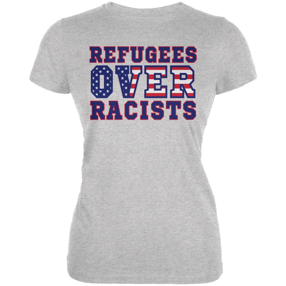 Activist Refugees Over Racists America Juniors Soft T Shirt Juniors T-Shirts Old Glory 2XL Heather 