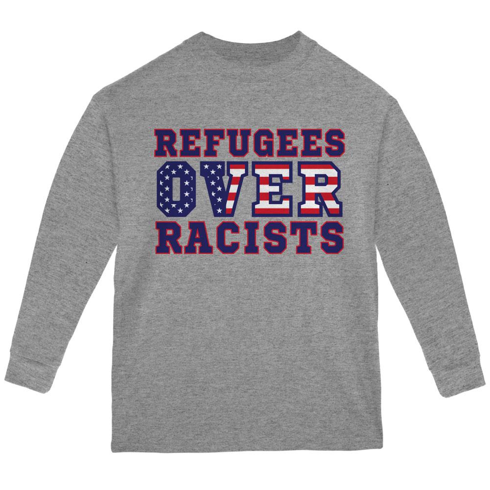 Activist Refugees Over Racists America Youth Long Sleeve T Shirt Youth Long Sleeves Old Glory LG Storm Grey 