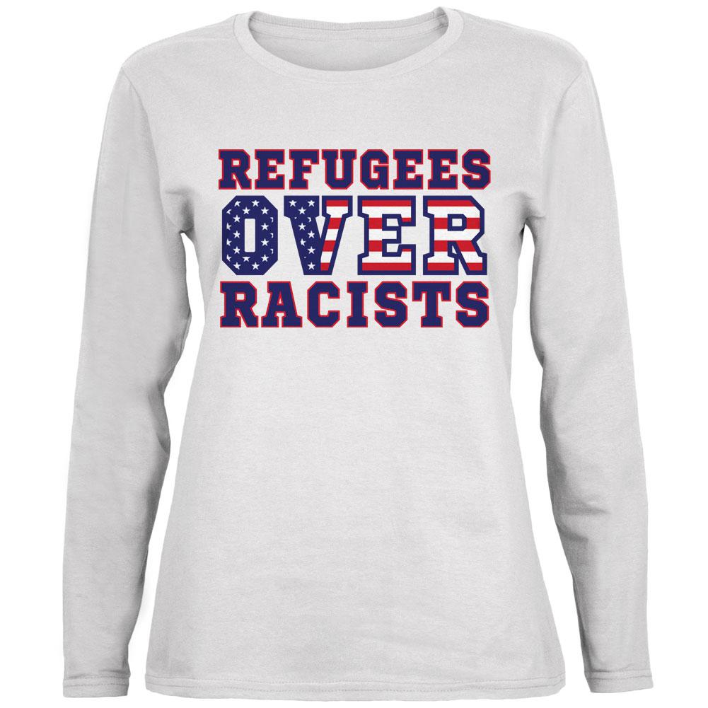 Activist Refugees Over Racists America Ladies' Relaxed Jersey Long-Sleeve Tee Women's Long Sleeves Old Glory 2XL White 