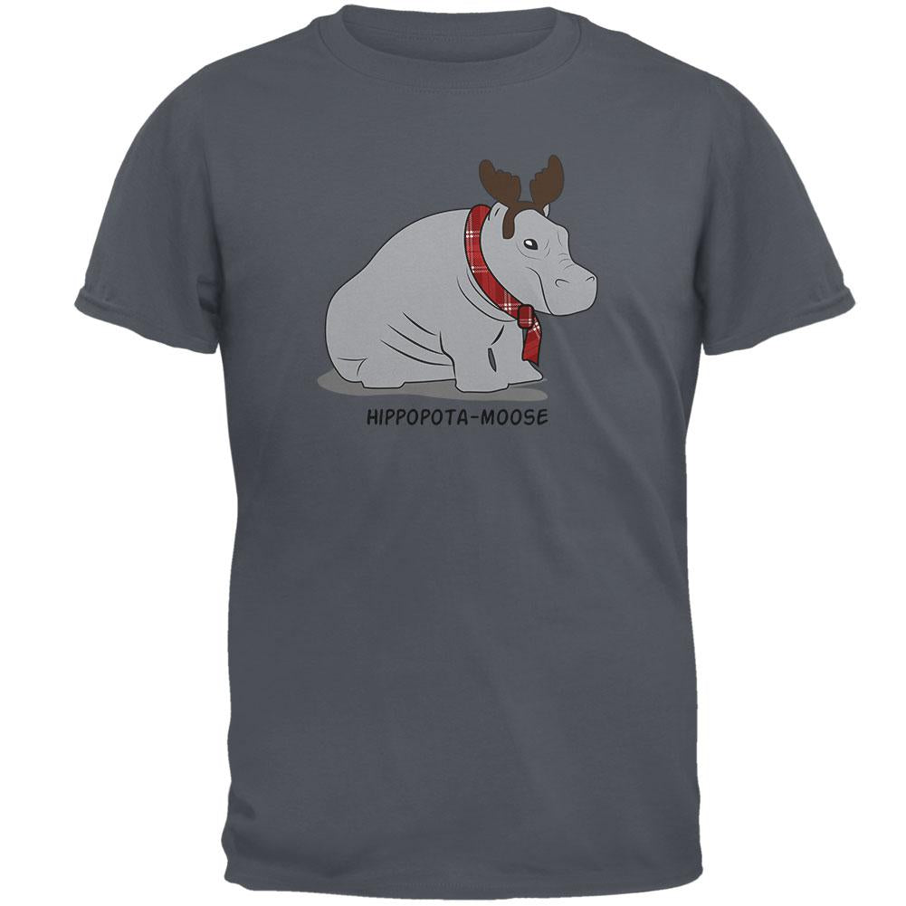 Hippo Moose Hippopotamoose Funny Pun Mens T Shirt Men's T-Shirts Old Glory 2XL Charcoal 