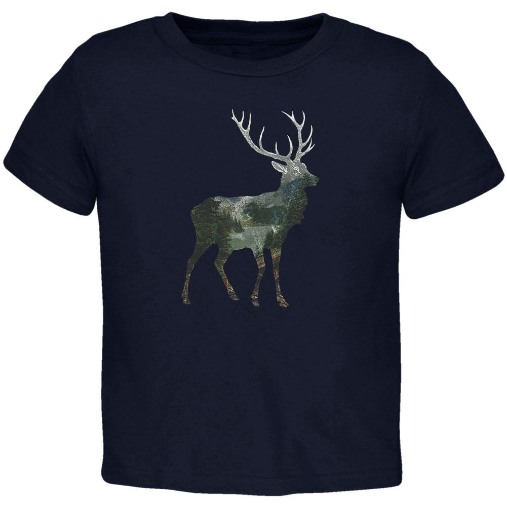 Deer Forest Nature Hiking Hunting Toddler T Shirt Toddler T-Shirts Old Glory 2T Navy 