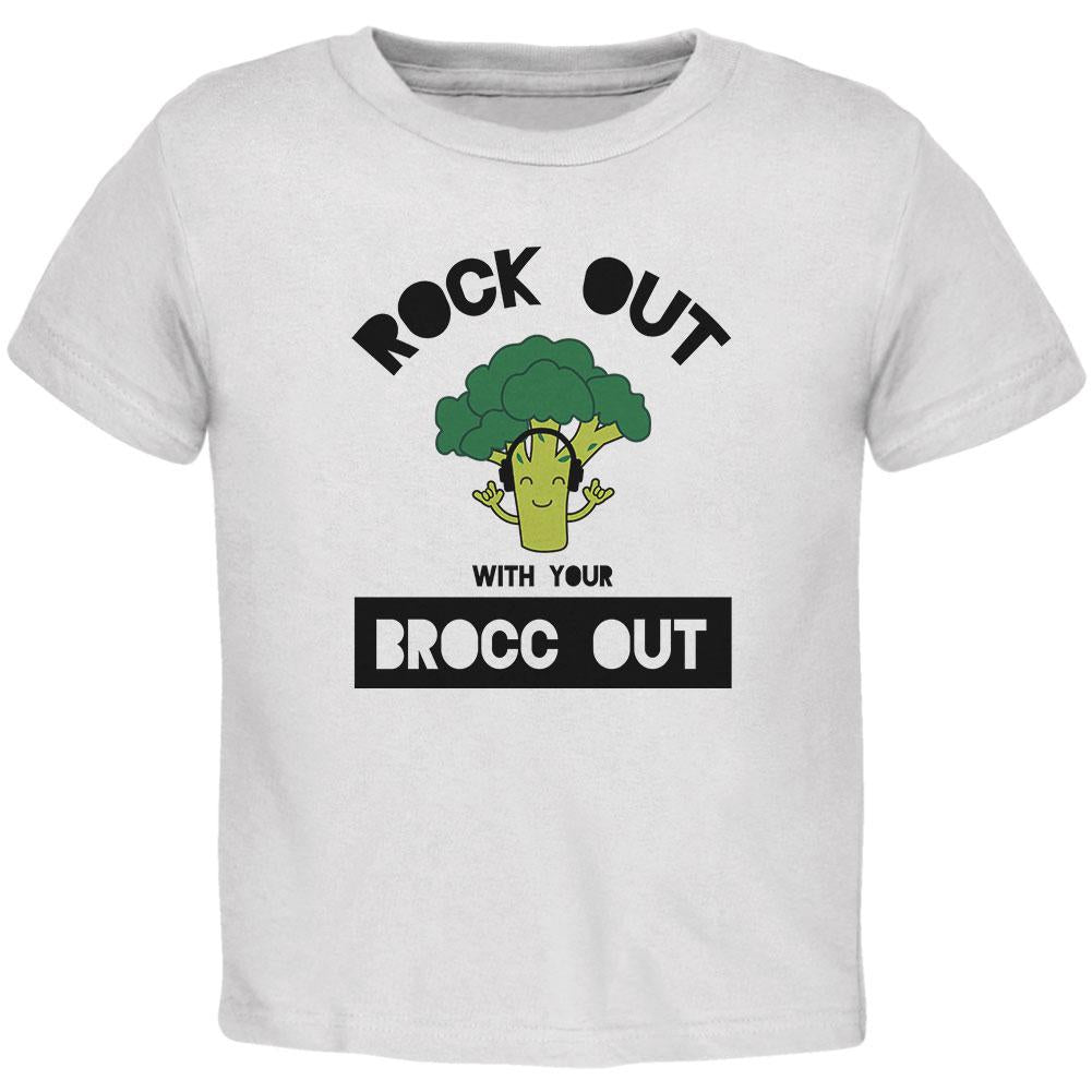 Vegetable Broccoli Rock Out With Your Brocc Out Funny Baby Crewneck T Shirt Baby One Piece Old Glory 18-24M White