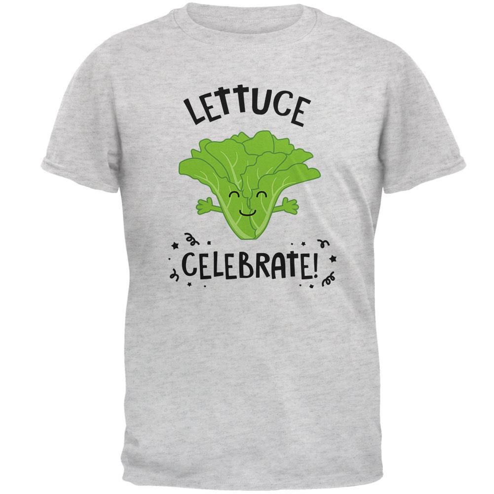 Vegetable Lettuce Let Us Celebrate Funny Mens T Shirt Men's T-Shirts Old Glory 2XL Light Heather Grey 