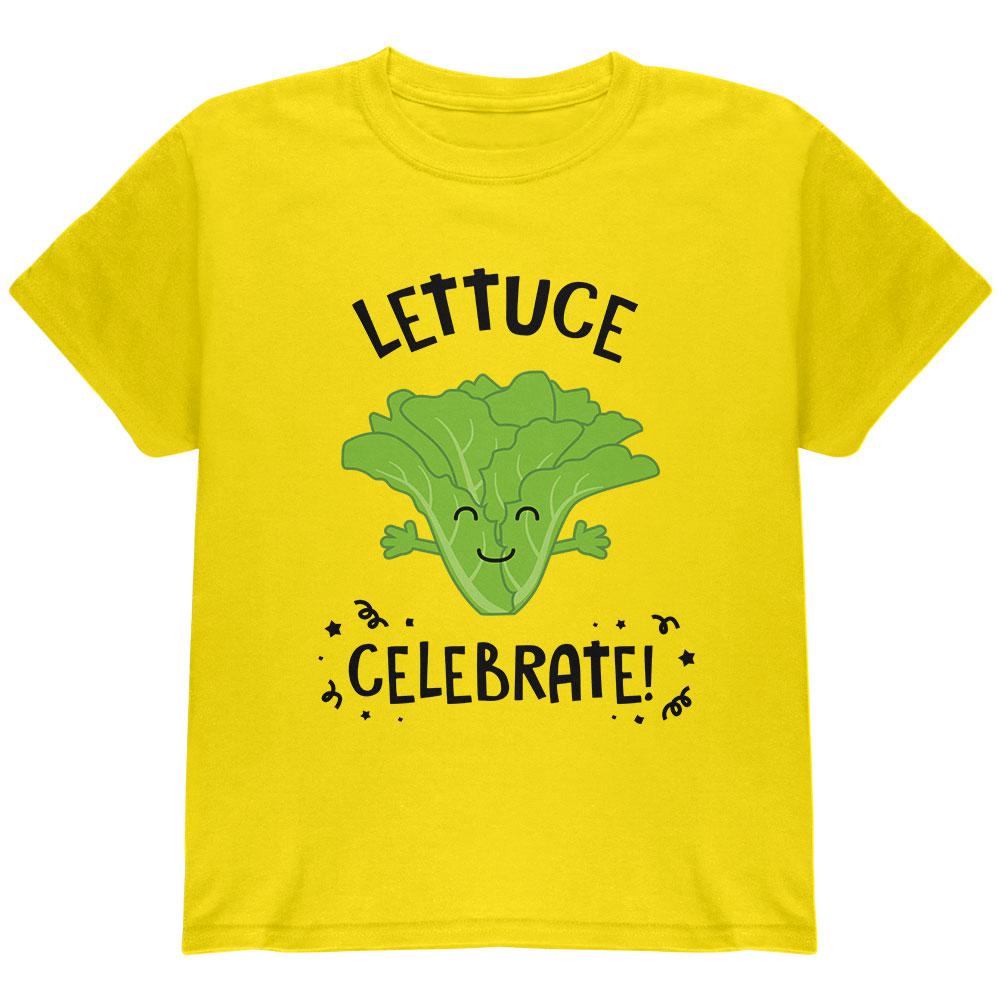 Vegetable Lettuce Let Us Celebrate Funny Youth T Shirt Youth T-Shirts Old Glory LG Yellow 