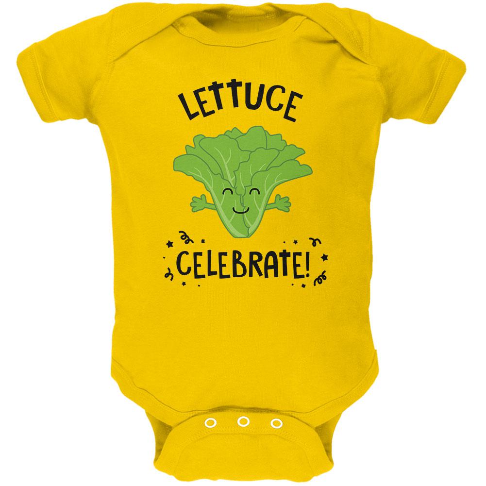 Vegetable Lettuce Let Us Celebrate Funny Soft Baby One Piece Baby One Piece Old Glory 0-3M Yellow 