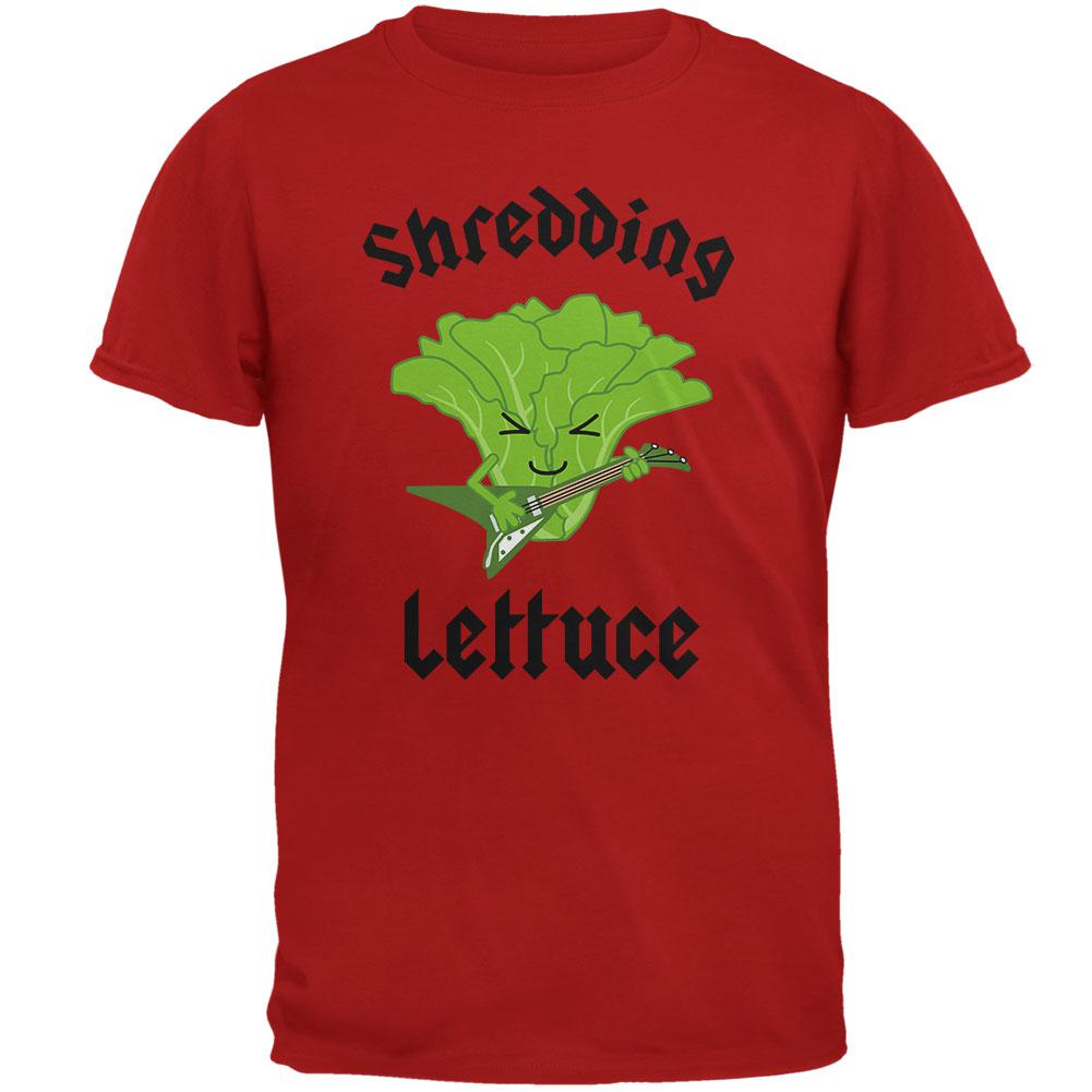 Vegetable Lettuce Shredding Heavy Metal Guitar Funny Mens Soft T Shirt Men's T-Shirts Old Glory 2XL Red 