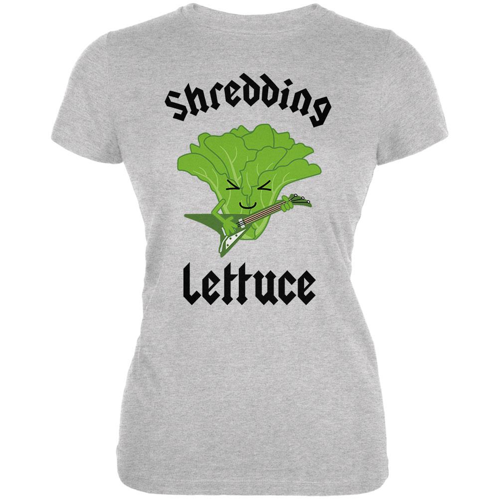 Vegetable Lettuce Shredding Heavy Metal Guitar Funny Juniors Soft T Shirt Juniors T-Shirts Old Glory 2XL Heather 