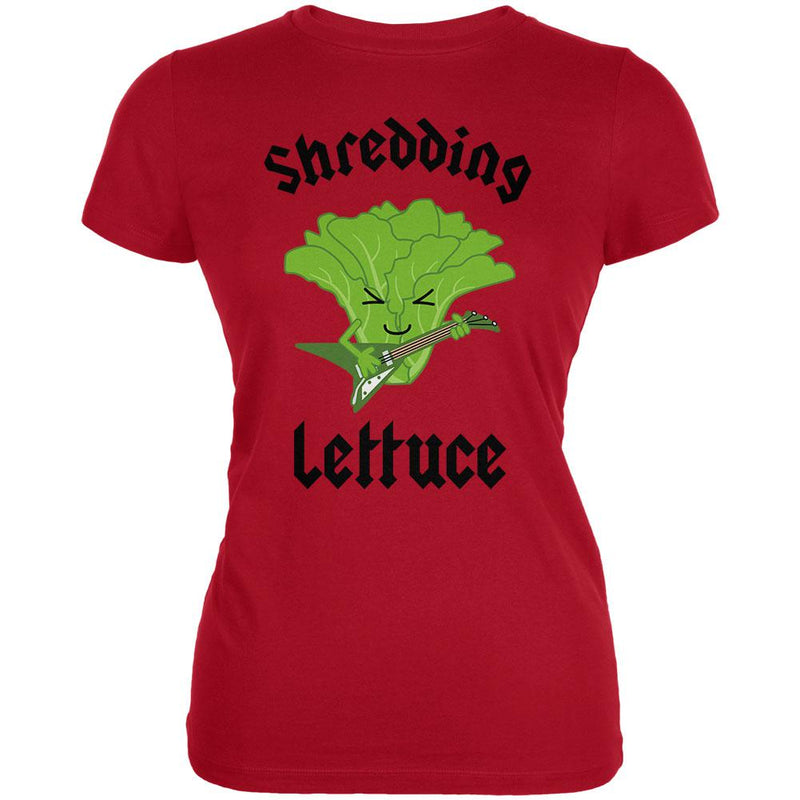 Vegetable Lettuce Shredding Heavy Metal Guitar Funny Juniors Soft T Shirt Juniors T-Shirts Old Glory 2XL Red 