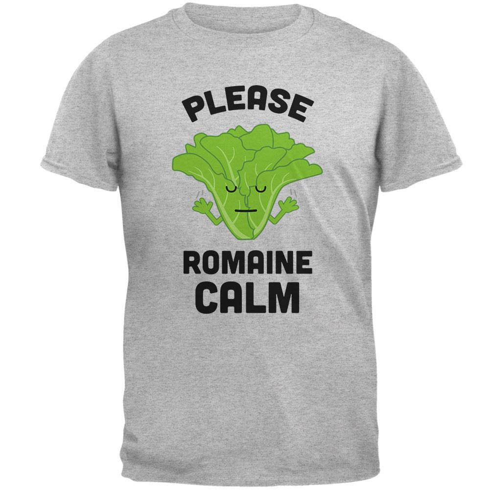 Vegetable Lettuce Please Romaine Remain Calm Funny Mens T Shirt Men's T-Shirts Old Glory 2XL Heather 