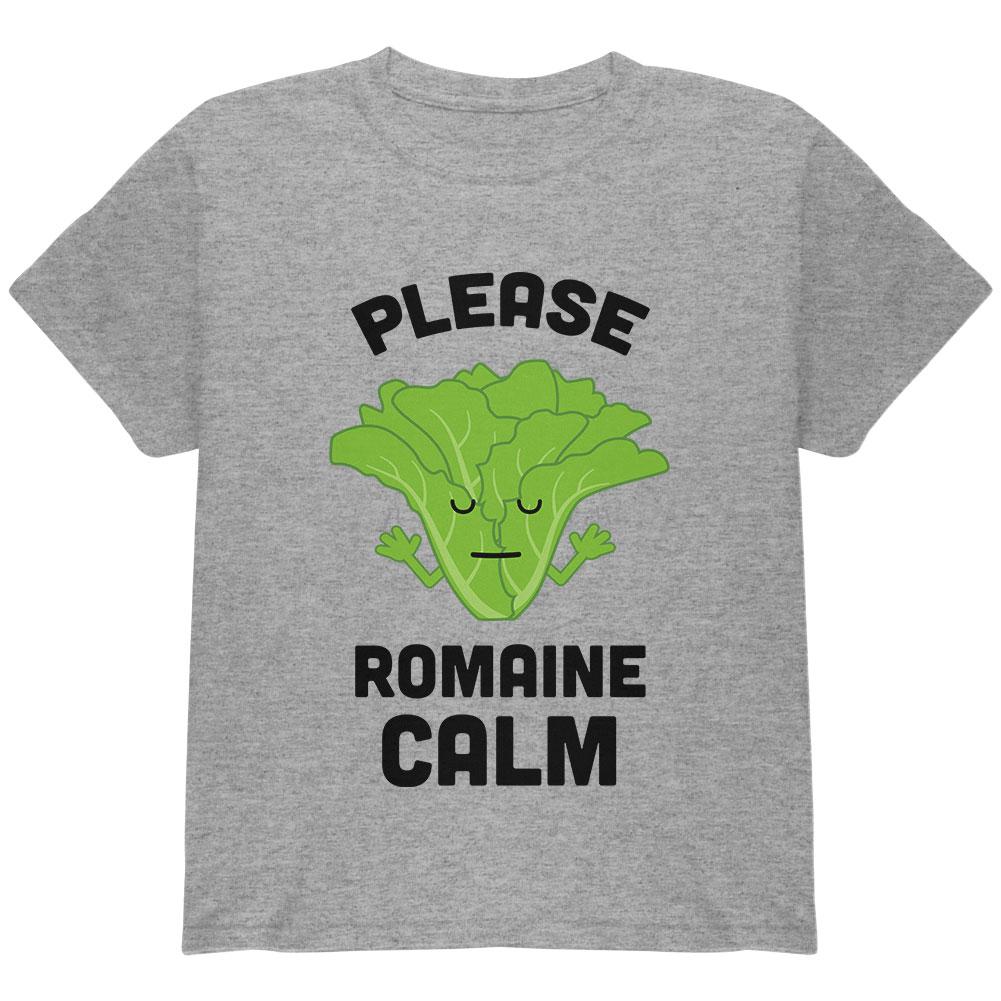 Vegetable Lettuce Please Romaine Remain Calm Funny Youth T Shirt Youth T-Shirts Old Glory LG Heather 