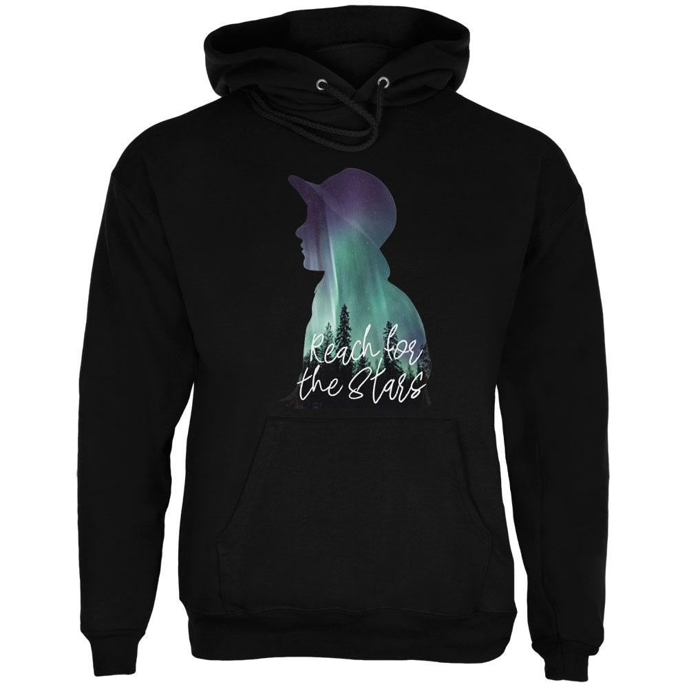 Northern Lights Reach for the Stars Mens Hoodie Men's Hoodies Old Glory 2XL Black 