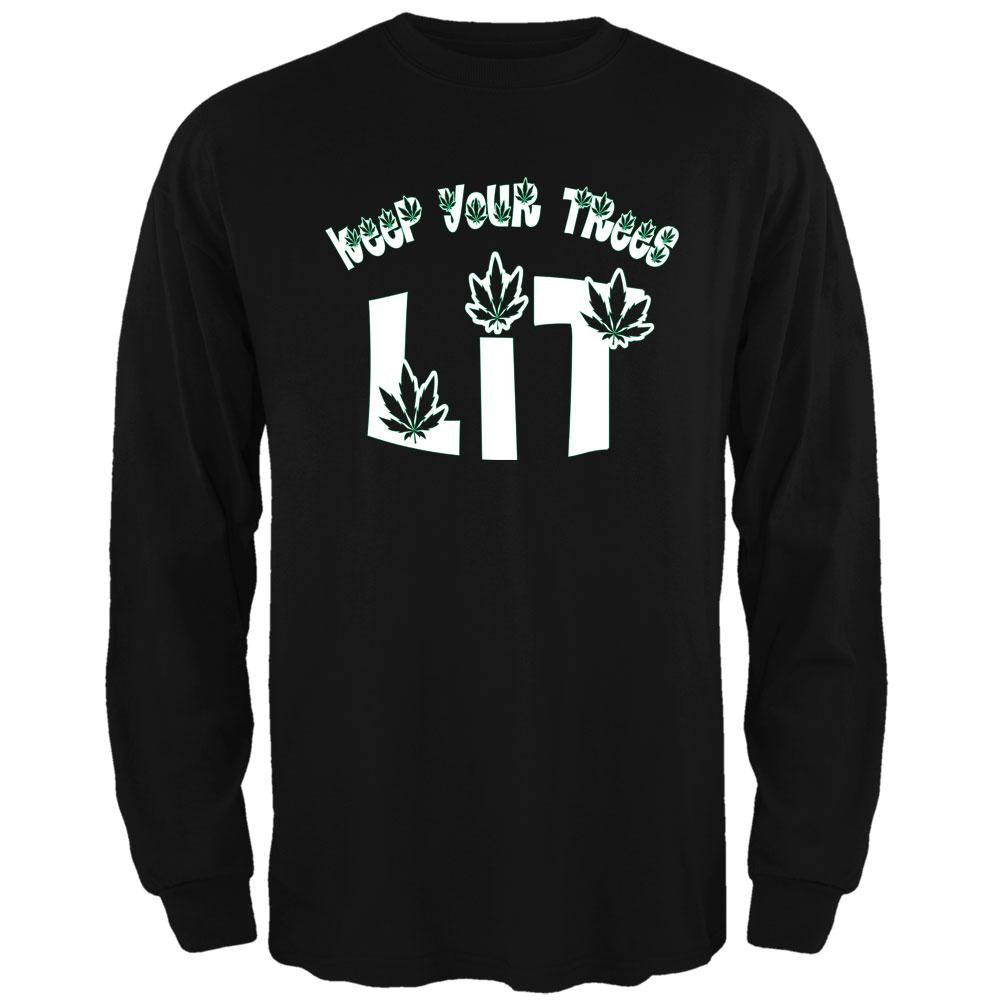 Marijuana Keep Your Trees Lit Mens Long Sleeve T Shirt Men's Long Sleeves Old Glory 2XL Black 