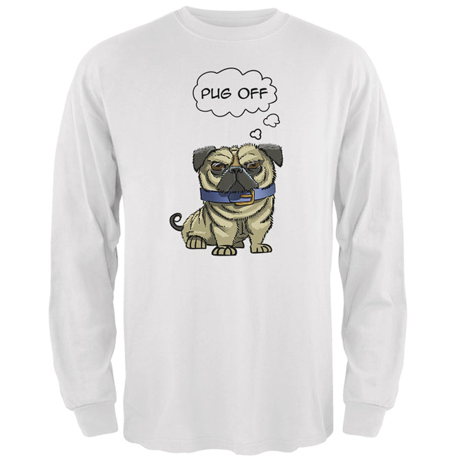 Pug Off Funny Dog Mens Long Sleeve T Shirt Men's Long Sleeves Old Glory 2XL White 