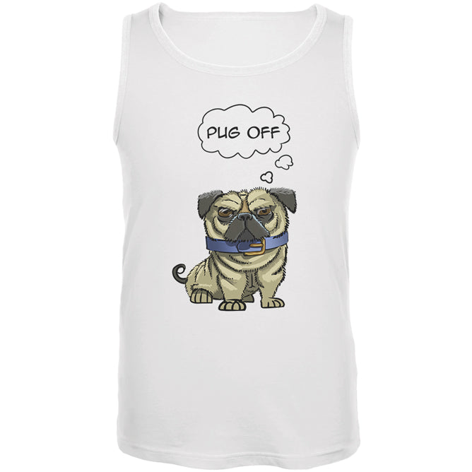 Pug Off Funny Dog Mens Tank Top Men's Tank Tops Old Glory 2XL White 