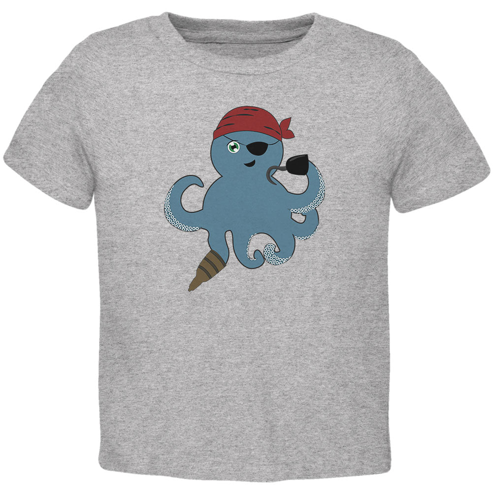 Cute Pirate Octopus Toddler T Shirt Toddler T-Shirts Old Glory 2T Heather 