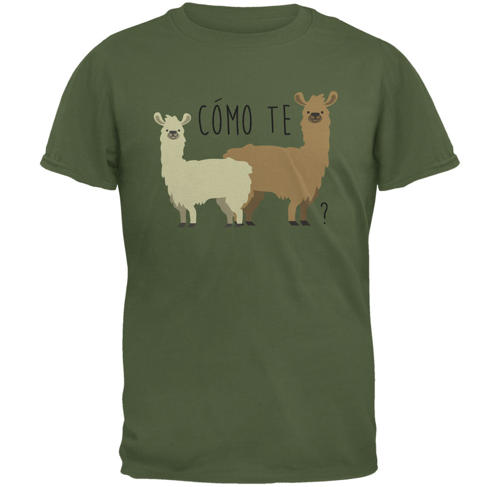 Como Te Llamas Funny Llama Pun Mens T Shirt Men's T-Shirts Old Glory 2XL Military Green 