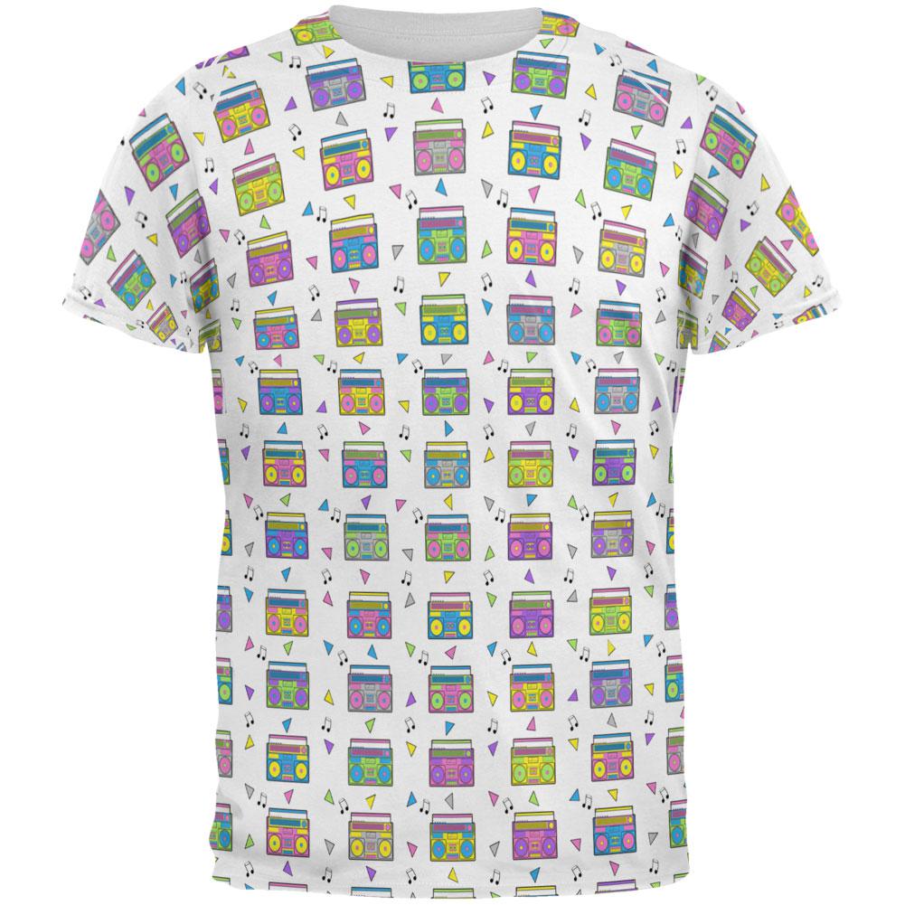 Retro Boombox Stereo Pattern All Over Mens T Shirt Men's T-Shirts Old Glory 2XL Multi 