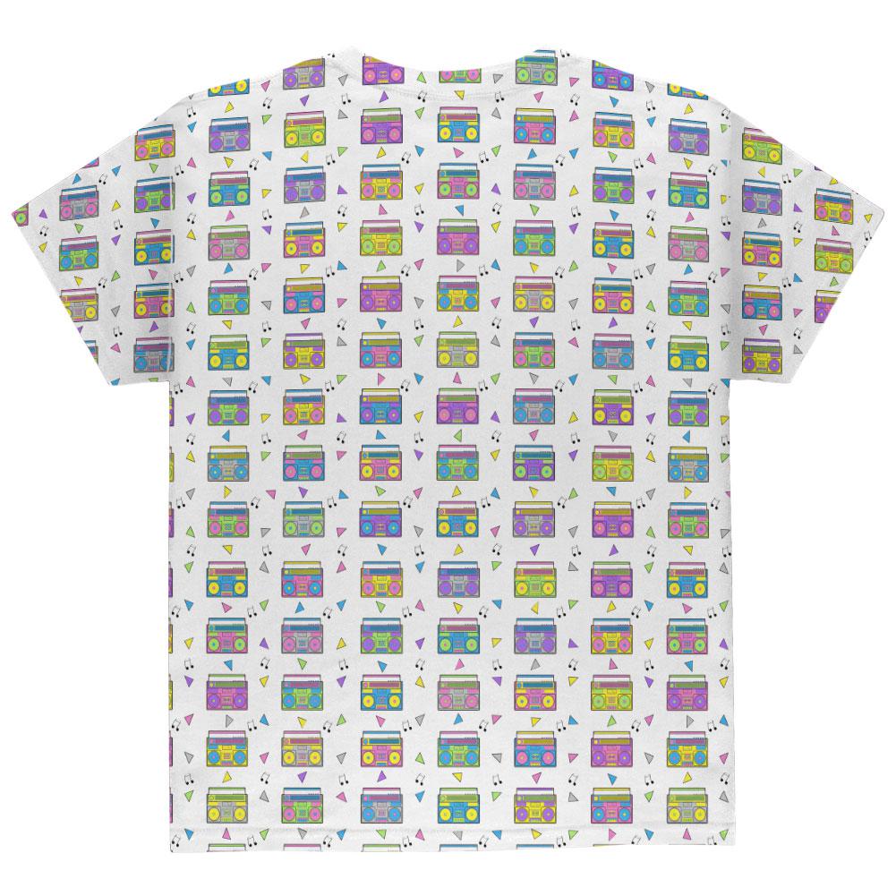 Retro Boombox Stereo Pattern All Over Youth T Shirt Youth T-Shirts Old Glory   