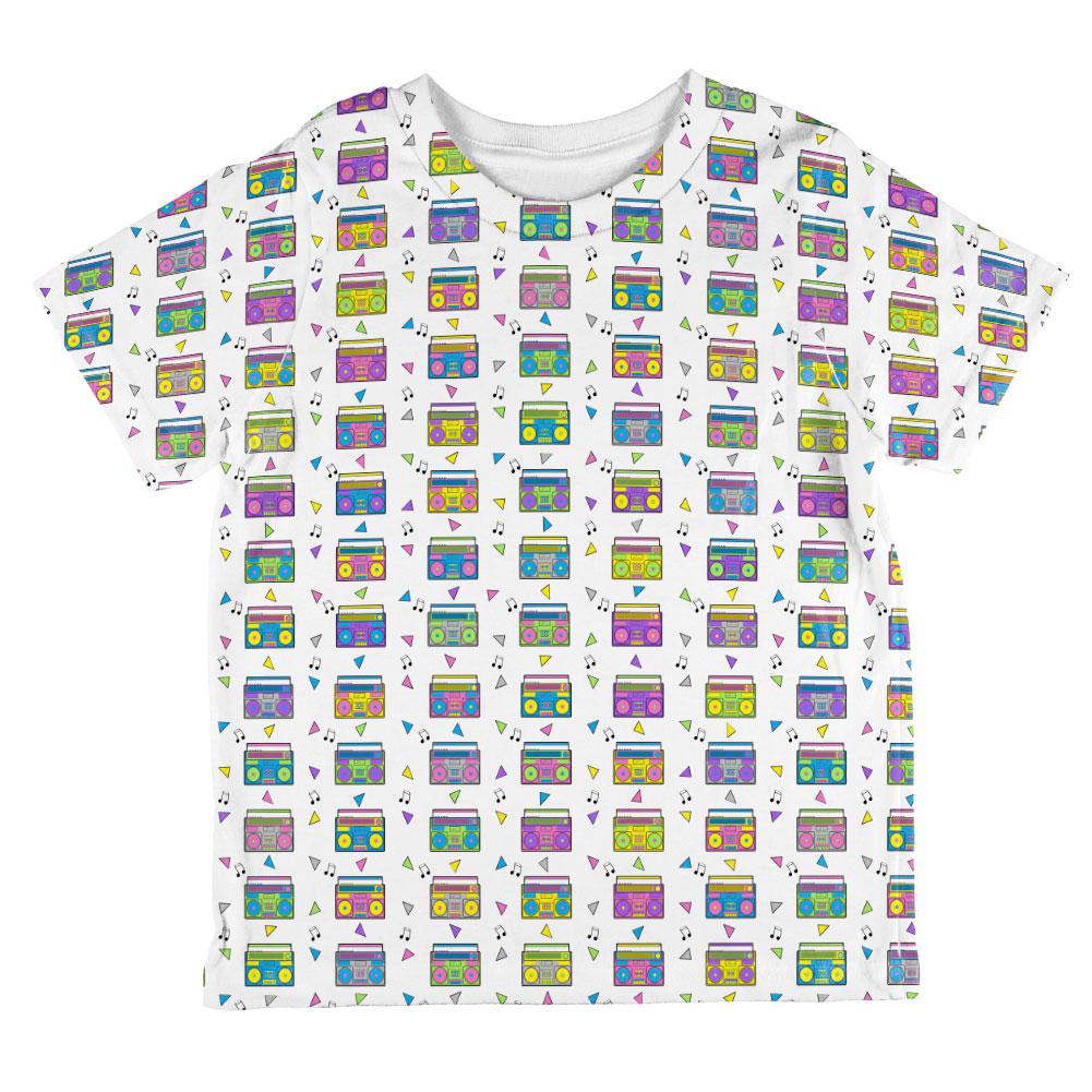 Retro Boombox Stereo Pattern All Over Toddler T Shirt Toddler T-Shirts Old Glory 2T Multi 