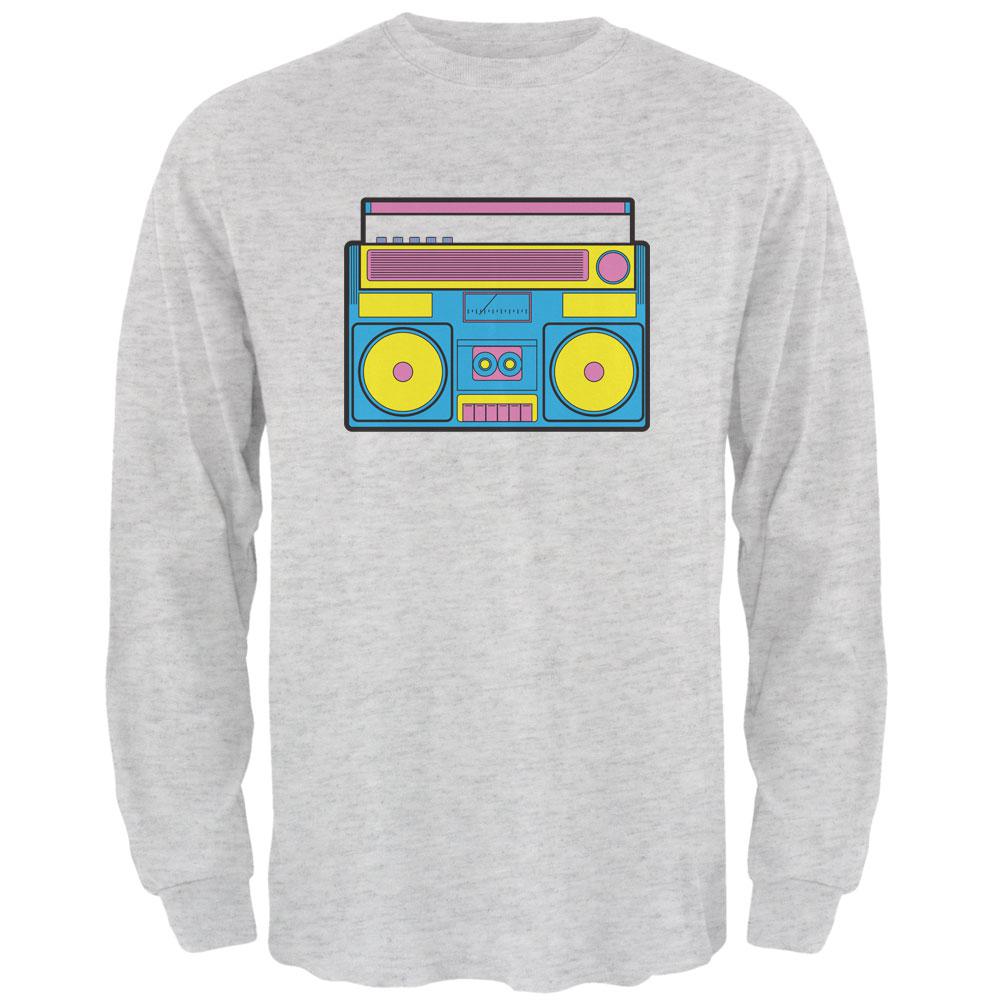 Blue Retro Boombox Stereo Mens Long Sleeve T Shirt Men's Long Sleeves Old Glory 2XL Light Heather Grey 