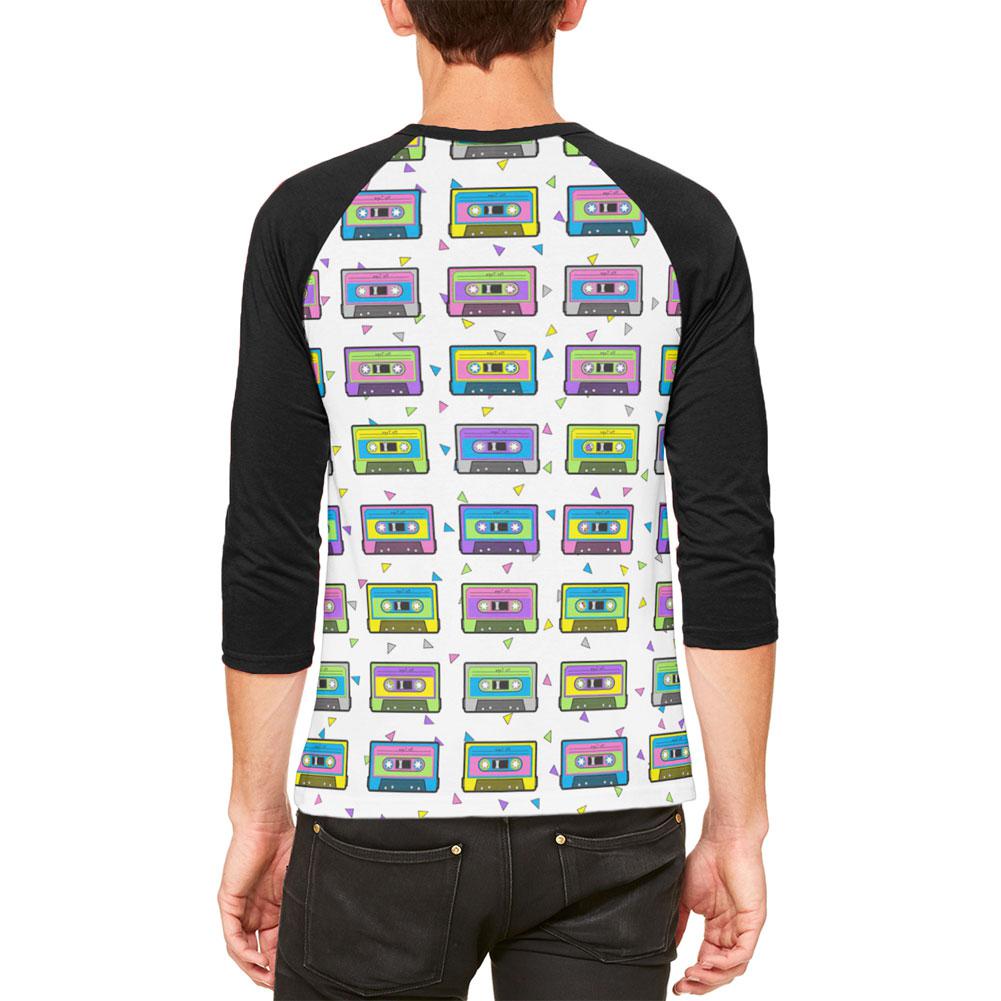 Retro Cassette Tape Pattern Mens Raglan T Shirt Men's T-Shirts Old Glory   