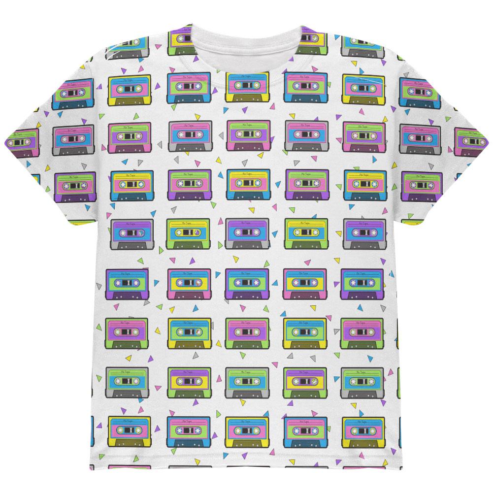 Retro Cassette Tape Pattern All Over Youth T Shirt Youth T-Shirts Old Glory LG Multi 