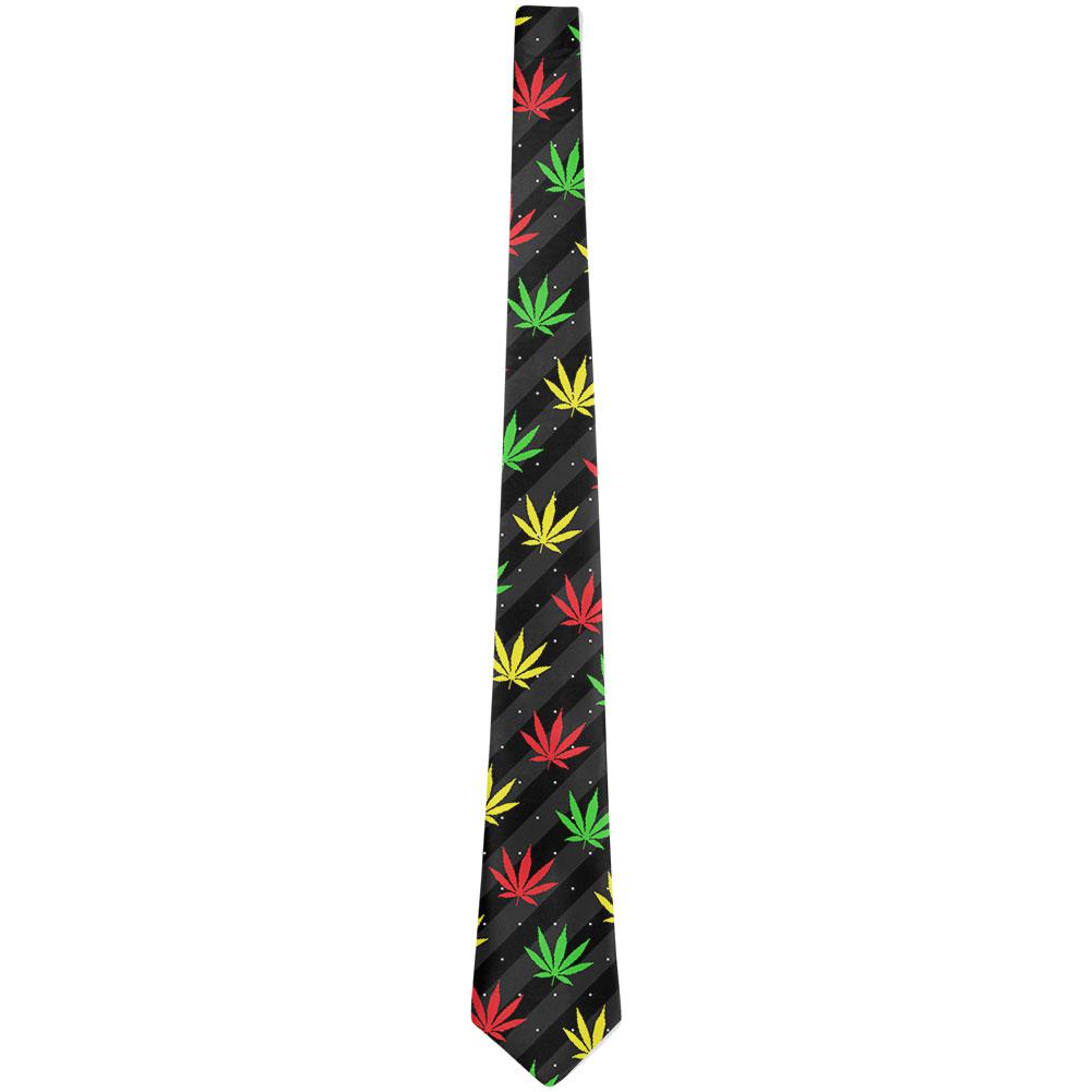 Pot Leaf Rasta Ugly Christmas Stripe Pattern All Over Neck Tie Ties Old Glory   