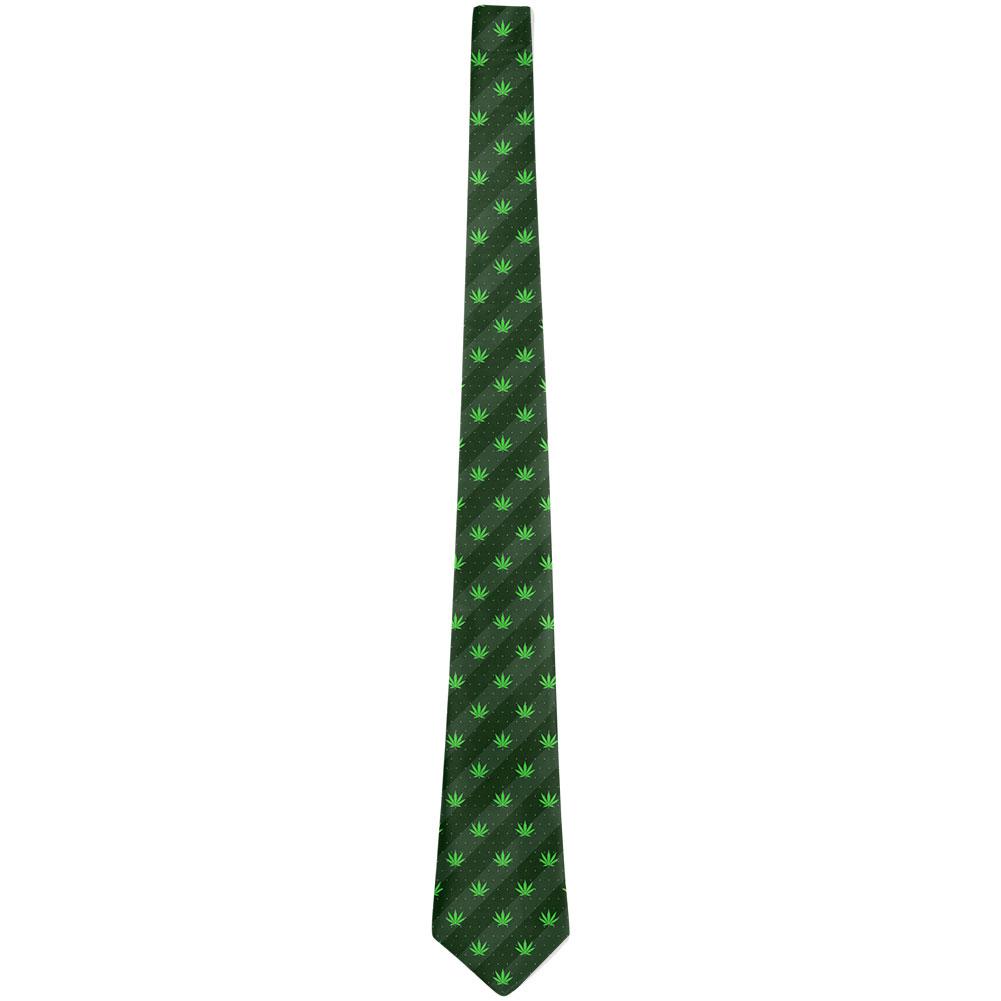 Pot Leaf Subtle Green Stripes Pattern All Over Neck Tie Ties Old Glory   