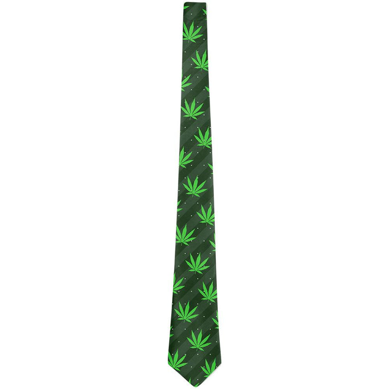 Pot Leaf In Your Face Green Stripes Pattern All Over Neck Tie Ties Old Glory   