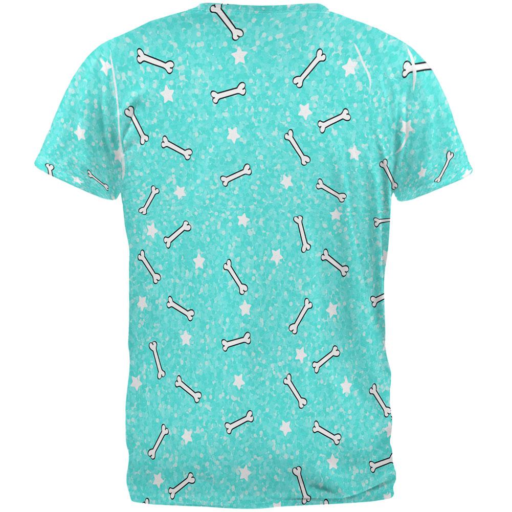 Bones and Stars Glitter Pattern All Over Mens T Shirt Men's T-Shirts Old Glory   