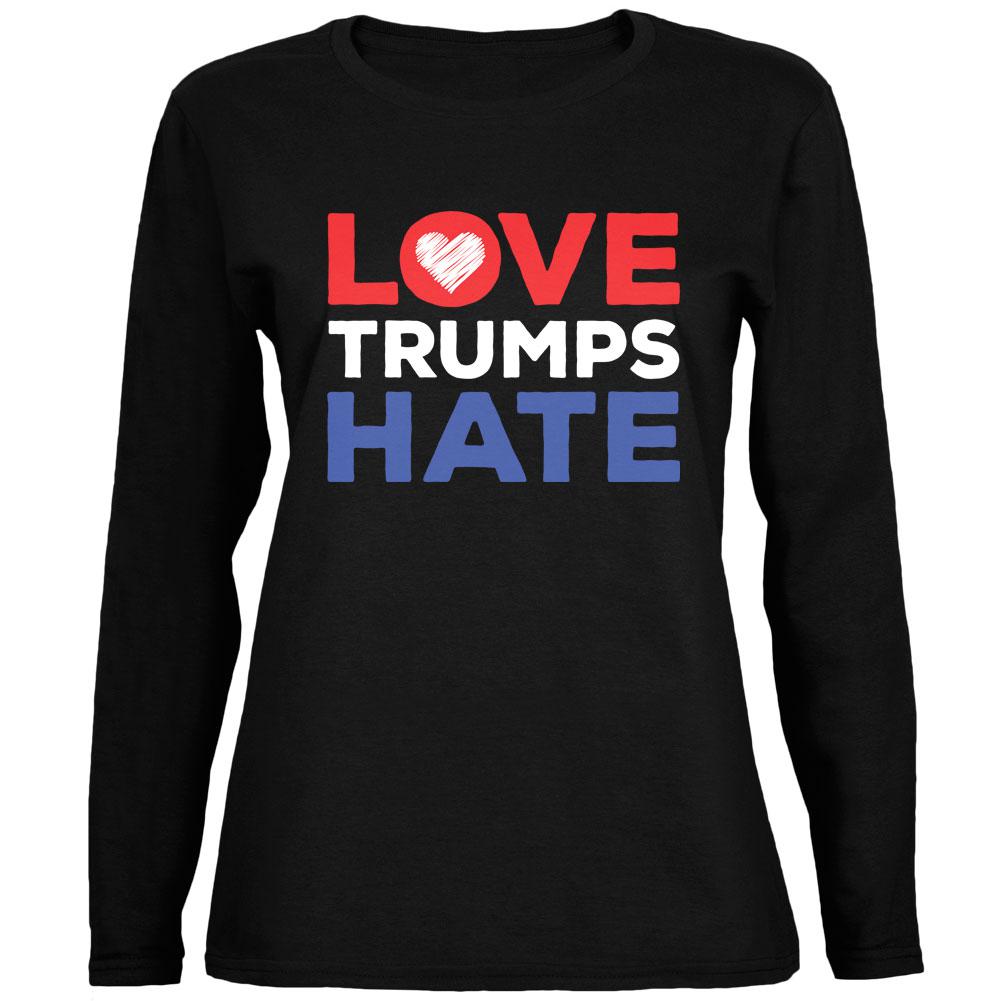 Activist Love Trumps Hate Ladies' Relaxed Jersey Long-Sleeve Tee Women's Long Sleeves Old Glory 2XL Black 