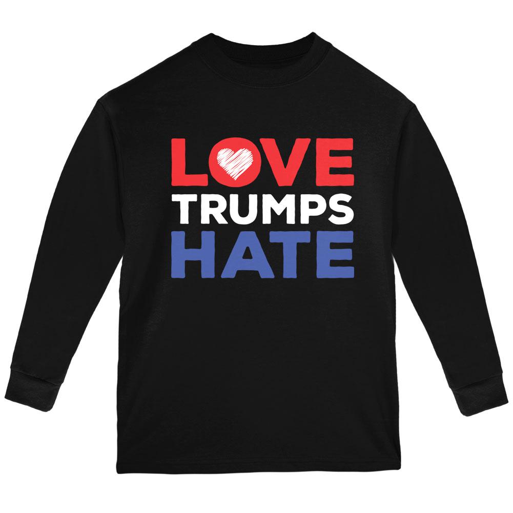 Activist Love Trumps Hate Youth Long Sleeve T Shirt Youth Long Sleeves Old Glory LG Black 